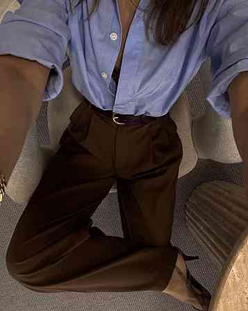 Жіночі класичні штани на високій посадці костюмка Шоколад, 44/46 Одеса