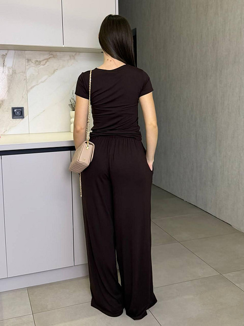 Женский базовый прогулочный костюм двойка турецкий трикотаж вискоза Шоколадный, 46/48 Одесса - изображение 2