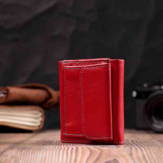 Яркий маленький кошелек для женщин из натуральной кожи Красный (ST Leather) Киев