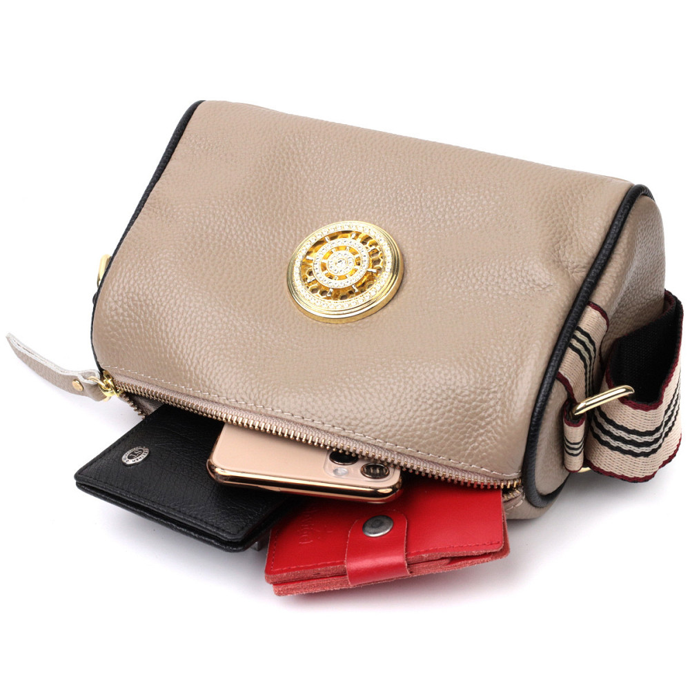 Сумка для стильных женщин из натуральной кожи Vintage 22263 Бежевая Киев - изображение 8