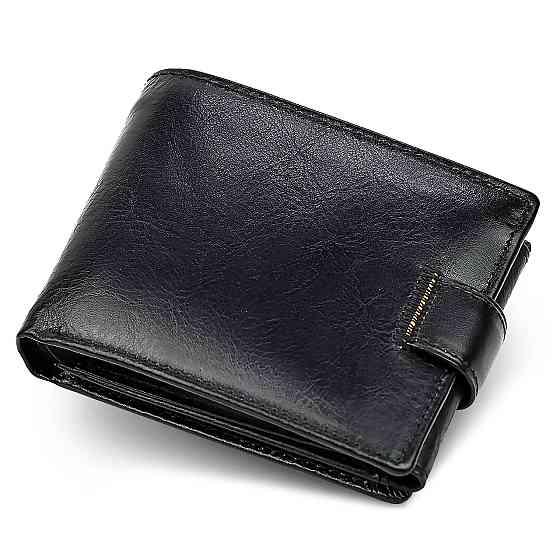 Чоловіче портмоне з натуральної шкіри ST Leather Чорне Київ