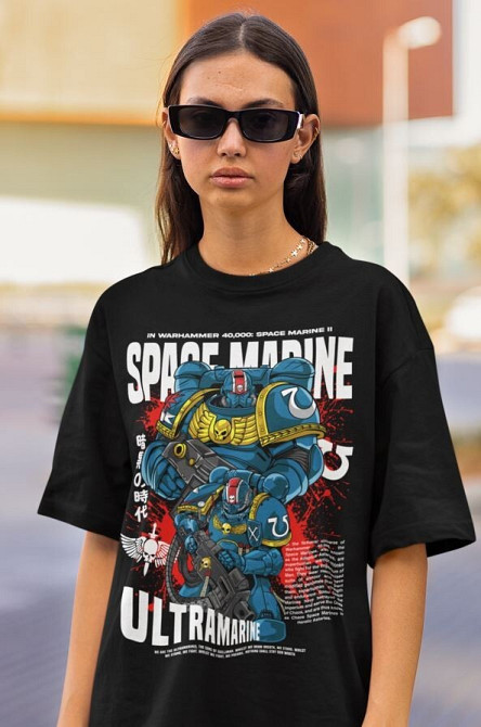 Футболка для хлопчика з аніме принтом Ворлд Еатерс Спаке Маріне оверсайз (зріст від 165 до 180) Чорний AnimeJ0899m Дніпро - фото 4