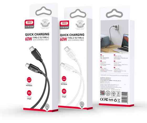 Кабель XO NBQ236B Braided Type-C to Type-C - 60W - 1m White (6976050) Киев