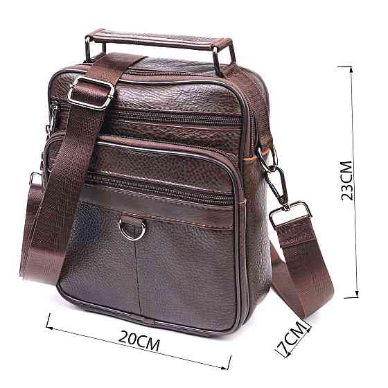 Практична чоловіча сумка шкіряна 21272 Vintage Коричнева Київ