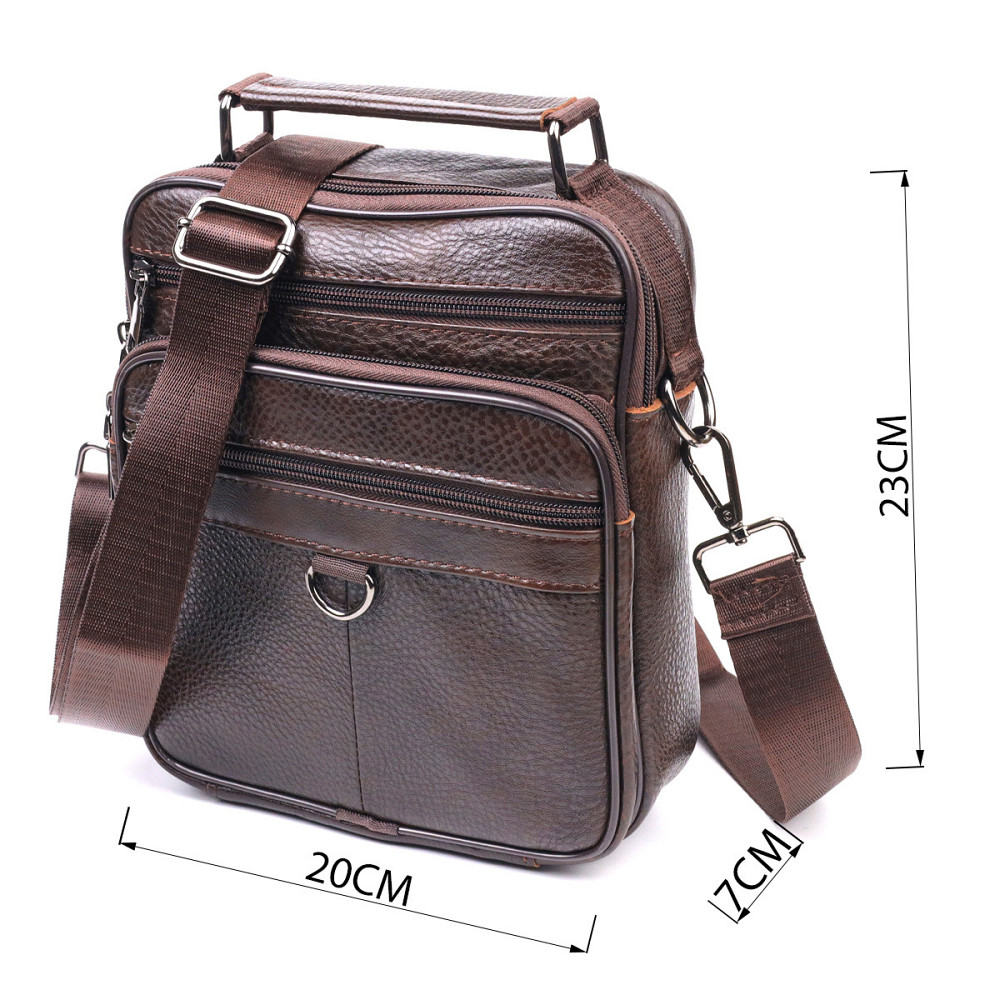 Практичная мужская сумка кожаная 21272 Vintage Коричневая Киев - изображение 3