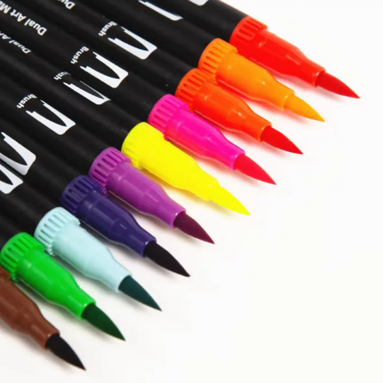 Набор акварельных маркеров для скетчинга и рисования 48 цветов, акварельные двусторонние  маркеры Brush Каменец-Подольский