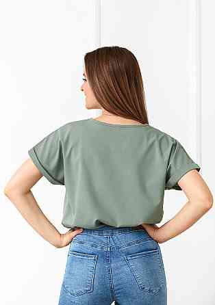 Літня блузка футболка вільного крою "Moment" оптом | Норма і батал Оливковий, 42-44 Київ