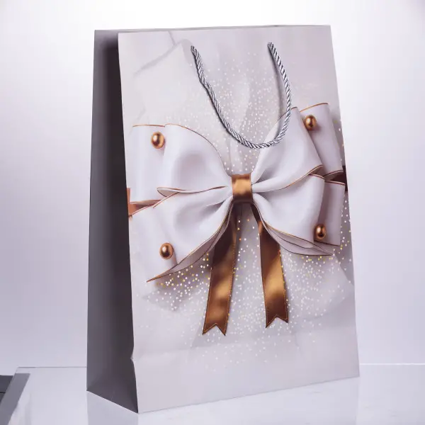 Подарункові пакети з паперу 12 шт з бантом 30×12×42 см Київ - фото 5