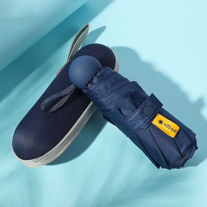 Зонт механический.Зонт карманный от дождя и солнца.Мини-зонт в футляре на 8 спиц в чехле цвет тёмно-синий Каменец-Подольский - изображение 3