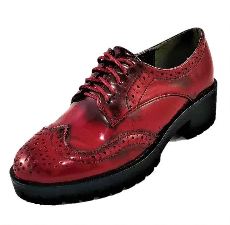 Жіночі Лакові Туфлі Бордо на Тракторній Підошві Сліпони Мокасини Червоні (розміри: 37) — 250 Дніпро - фото 1