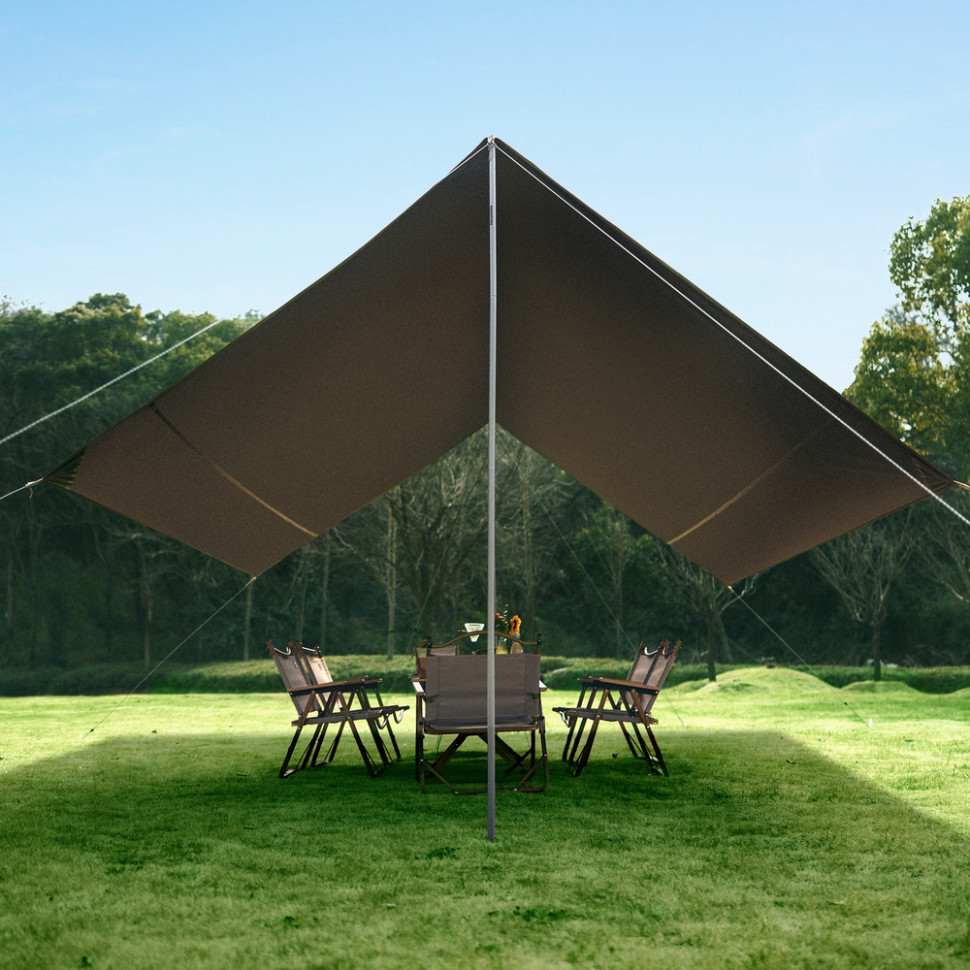 Тент-навес Naturehike CNK2350WS015 Cloud Skies Tarp Lite, 550x465 см, коричневый Киев - изображение 5