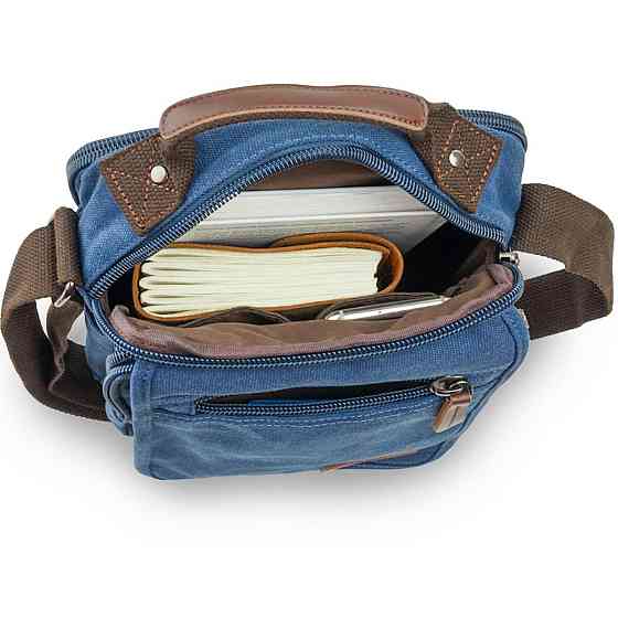 Универсальная текстильная мужская сумка на два отделения Синяя (Vintage) Киев