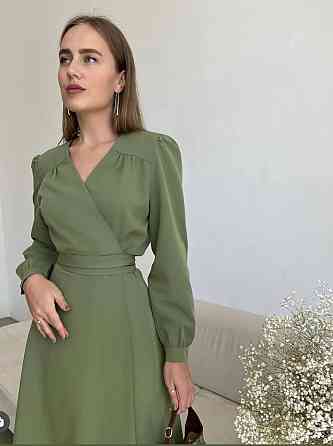 Жіноче романтичне плаття на запах костюмка Фісташковий Одеса