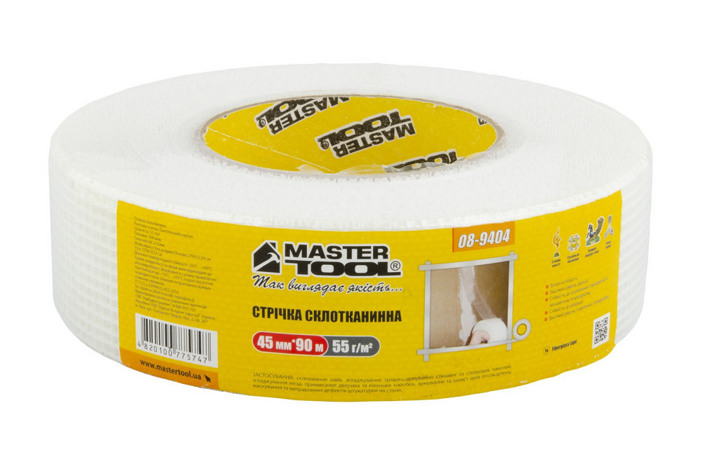 MASTERTOOL Стрічка склотканинна самоклеюча MASTERTOOL 45 мм 90 м 8х8 55 г/м² 08-9404 Коломия - фото 2