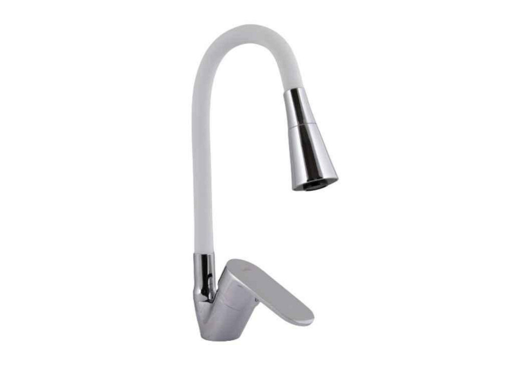 Змішувач на мийку білий Tani 008F3 з гнучким виливом (k40) LDTAN008F3WCR37037 White/Chrome ТМ LIDZ Київ - фото 1