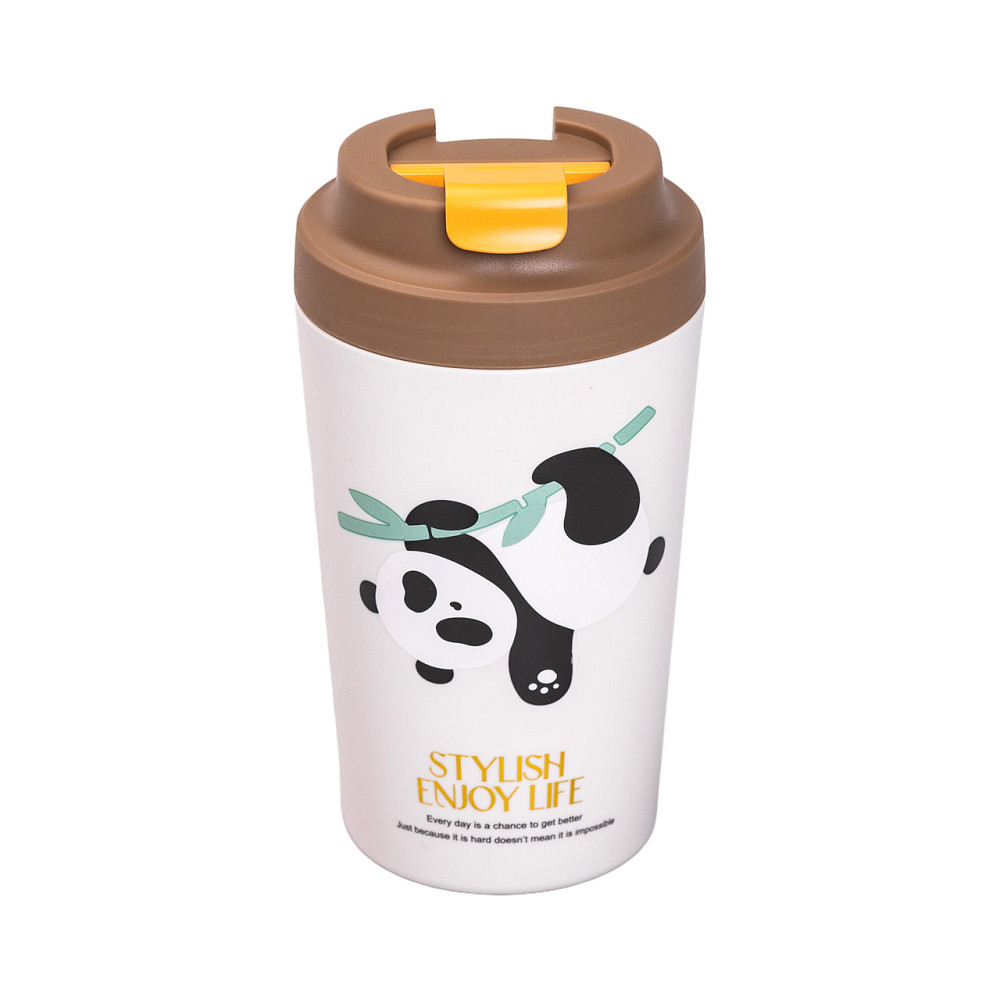 Термочашка Panda з порцелянаовою колбою 380 мл Коричнева HP-14-12BR Коломия - фото 4