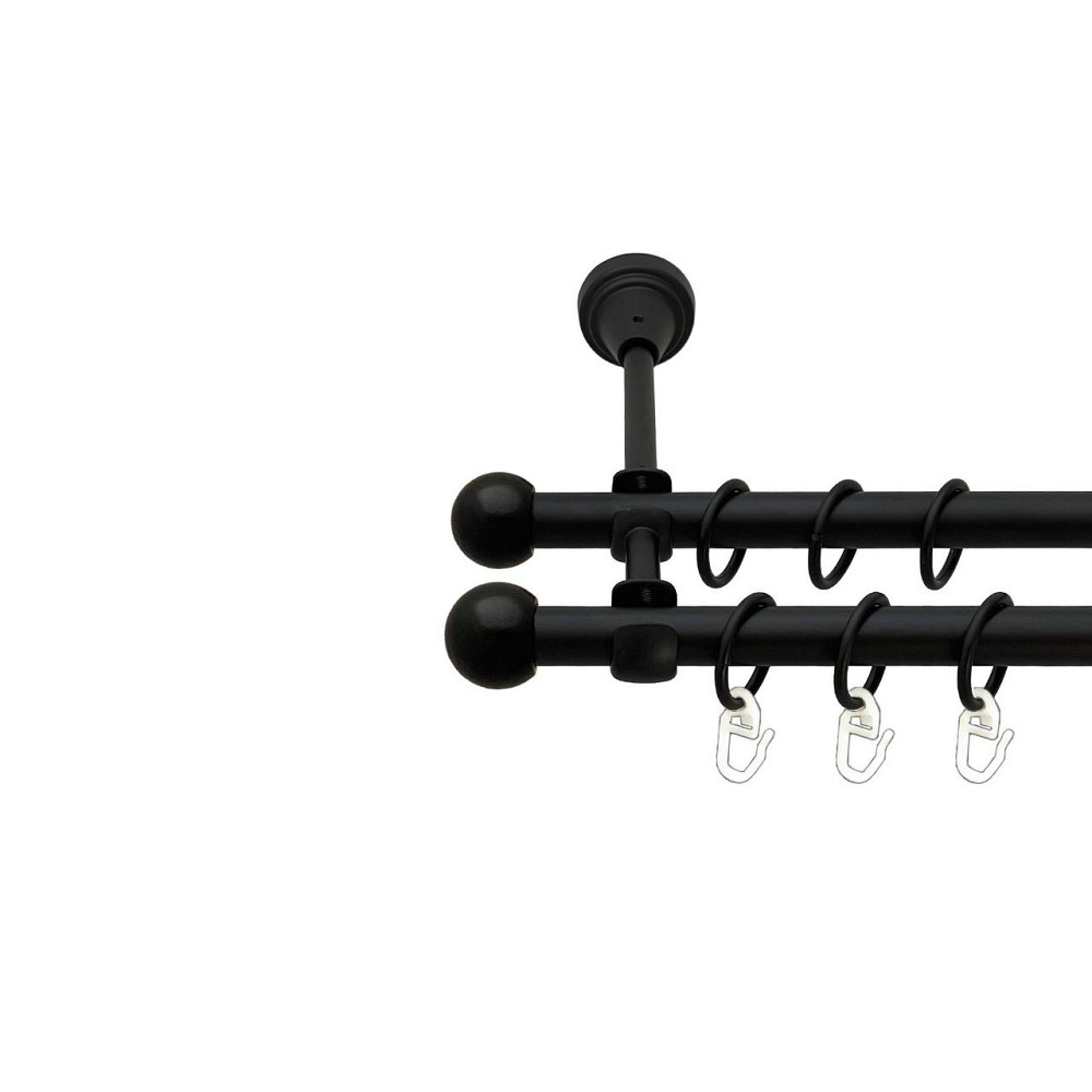 Карниз Orvit Куля Болонь металевий дворядний відкритий гладка труба кільце металеве Чорний Оксамит 16\16 мм 140 см (00-00027187) Львів - фото 1