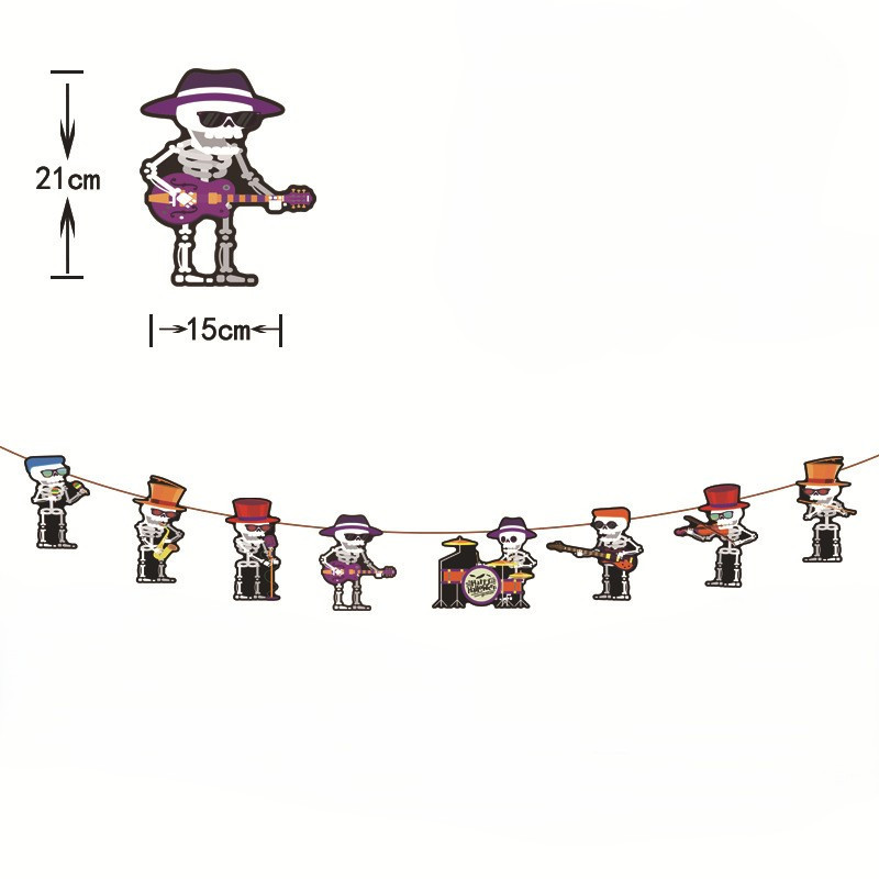 Гирлянда Хэллоуин Скелеты музыканты 3 м разноцветный Киев - изображение 2