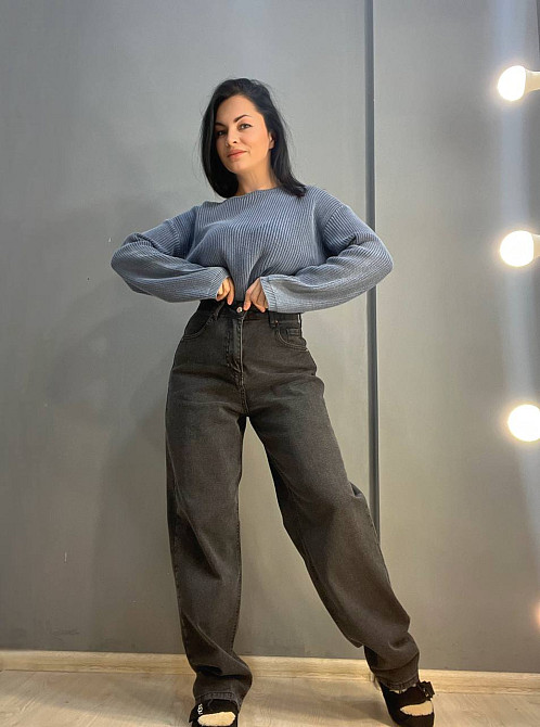 Джинсы женские Its Basic 4133-71 Baggy jeans свободные утепленные байка высокая посадка черные, черный, 38, 38, 82 см, 112 см Киев - изображение 16