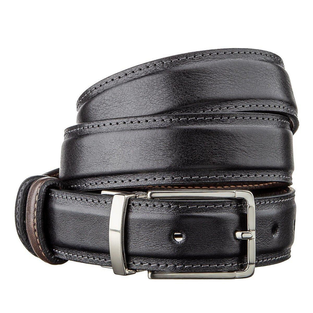 Ремень брючный двусторонний мужской Grande Pelle 11155 Коричневый и Черный Киев - изображение 1