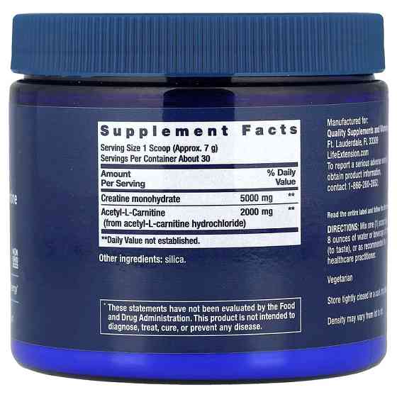 Креатин та ацетил-L-карнітин Life Extension Creatine &amp; Acetyl-L-Carnitine, Energy Plus 233 g Луцьк