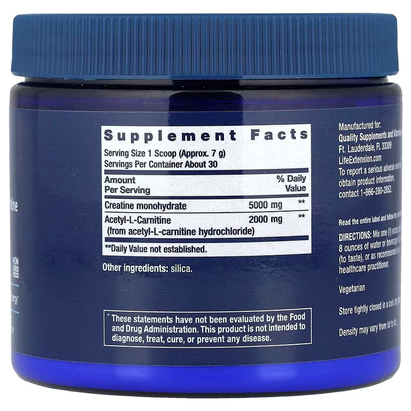 Креатин та ацетил-L-карнітин Life Extension Creatine &amp; Acetyl-L-Carnitine, Energy Plus 233 g Луцьк - фото 2