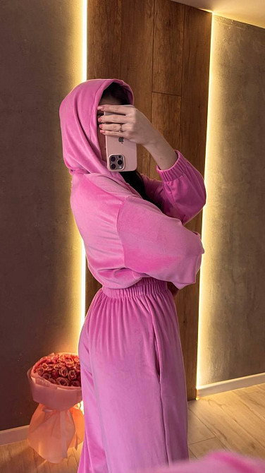 Жіночий стильний повсякденний комбінезон велюр плюш Барбі, 44/46 Одеса - фото 5