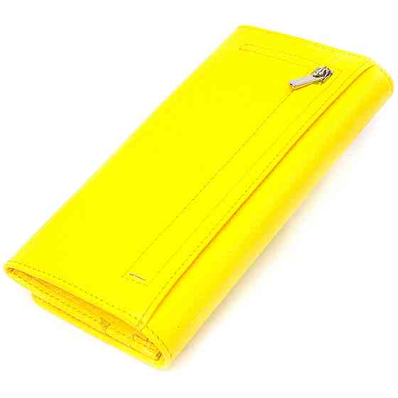 Яскравий молодіжний гаманець із натуральної шкіри флотар Лимонний (CANPELLINI) Київ