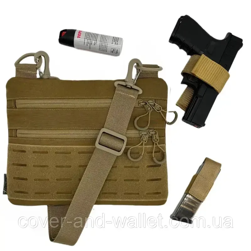 Тактическая сумка койот через плечо с велкро Puos Киев - изображение 5