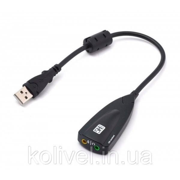 Звукова плата USB, Virtual 7.1 Channel, C-Media, кабель 25 см, чорна (B00811) Київ - фото 1