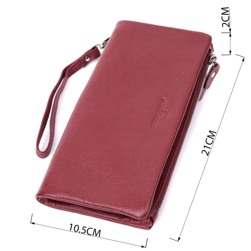 Добротный женский кошелек-клатч с двумя молниями из натуральной кожи ST Leather 22528 Бордовый Киев - изображение 3