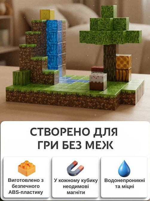 Магнитный конструктор minecraft 128 кубика. Харьков - изображение 2