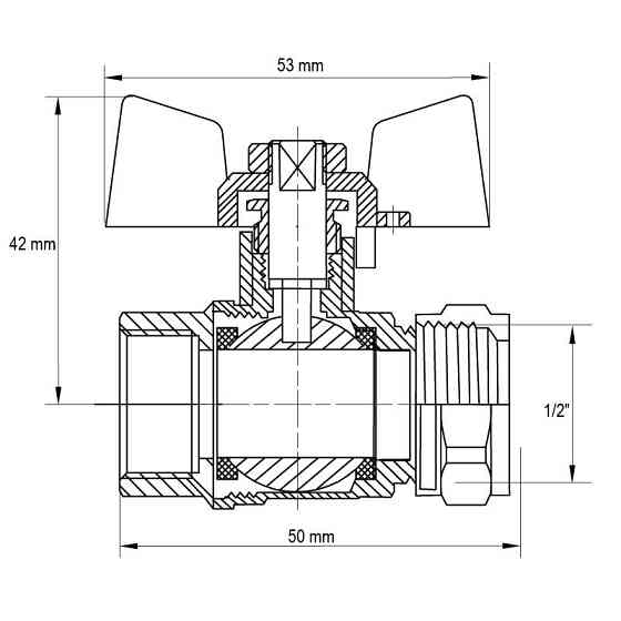 Кран кульовий Koer Wing 16x1/2M (KR.351) (LL1656)   ( 24510 ) Харків