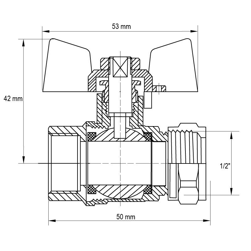 Кран кульовий Koer Wing 16x1/2M (KR.351) (LL1656)   ( 24510 ) Харьков - изображение 2