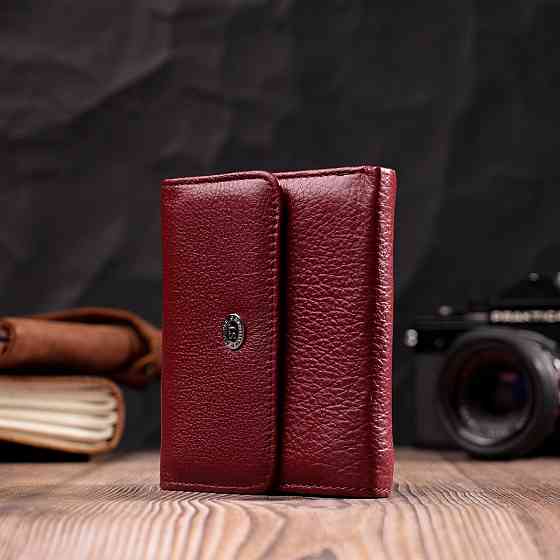 Шкіряний жіночий гаманець із монетницею ST Leather 19480 Бордовий Київ