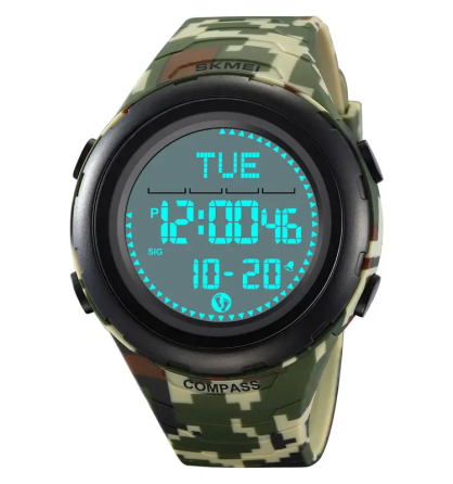 Годинник чоловічий наручний спортивний Skmei 2166 Compass з компасом і крокоміром (Камуфляж з білим) Київ