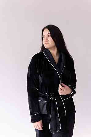 Домашний костюм на запах с поясом Черный б/к S Харьков