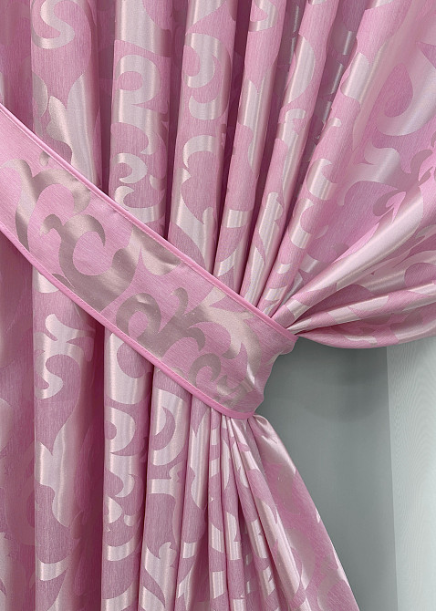 Комплект готовых штор VR-Textil Жаккард Вензель № 476ш Розовый 100х250 см 2 шт (39-0079) Киев - изображение 5