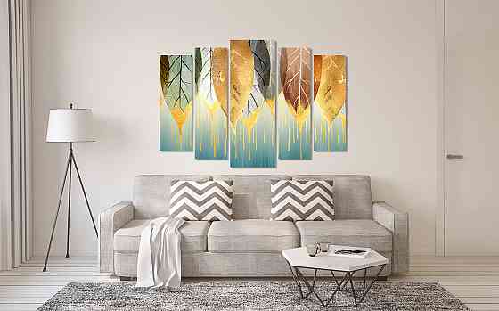 Модульна картина у вітальню/ спальню Арт Листя LM003_5 Київ