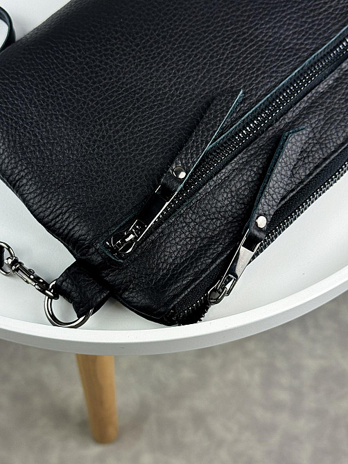 Кожаный клатч из натуральной зернистой кожи SKILL (Черный) Сумы - изображение 6