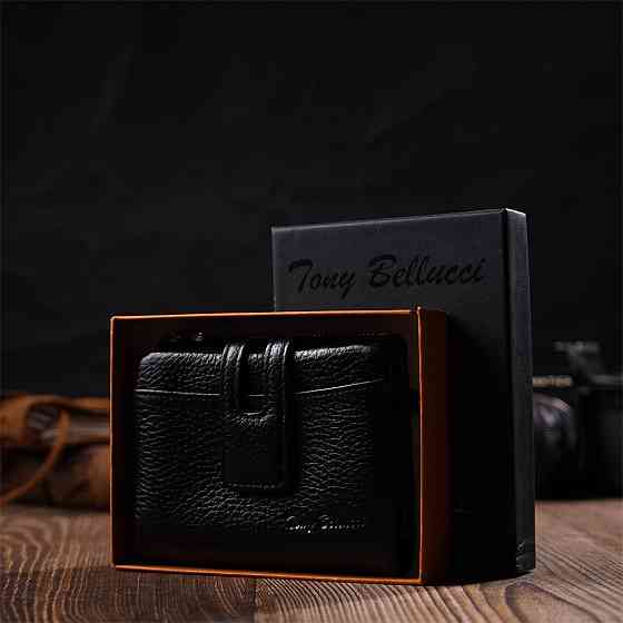 Практичный женский кошелек из натуральной кожи Черный (Tony Bellucci) Киев