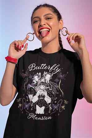 Футболка з аніме принтом Вбивця демонів оверсайз (S/M/L) Чорний AnimeJ0306 Дніпро