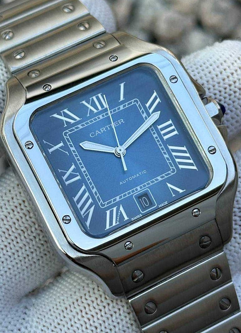 Швейцарський годинник Cartier Santos Silver-Blue Харків - фото 3