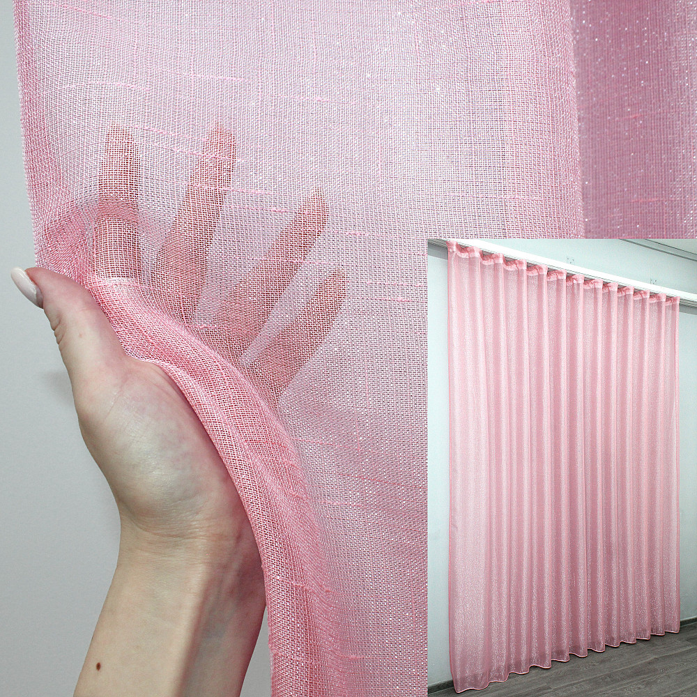 Тюль VR-Textil 1302т Батист с люрексовой нитью Розовый 300х250 см (42-0832) Киев - изображение 1