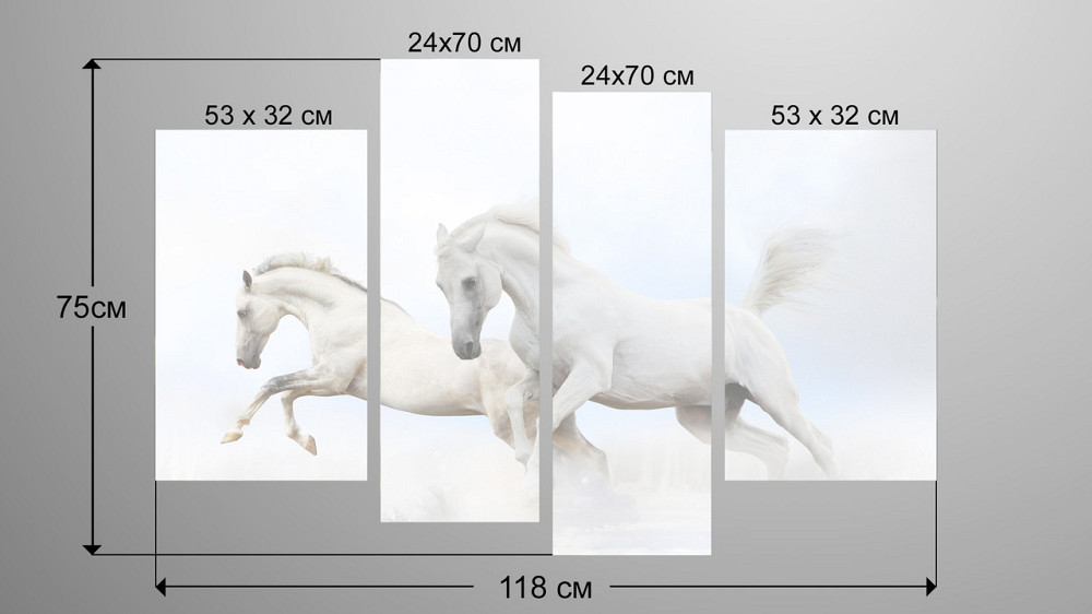 Модульна картина Білі Коні Art-89_4 Київ - фото 3