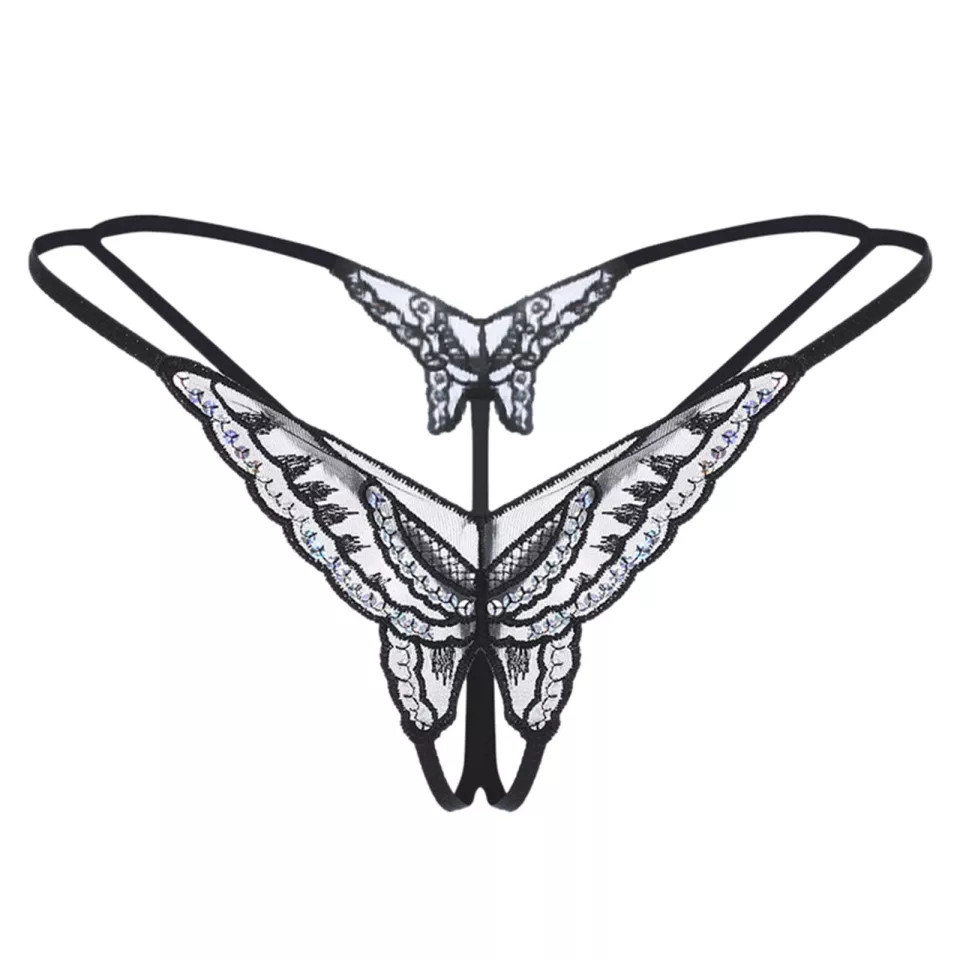 Трусики з розрізом та паєтками чорні - розмір універсальний,резинка до 92см Київ - фото 2