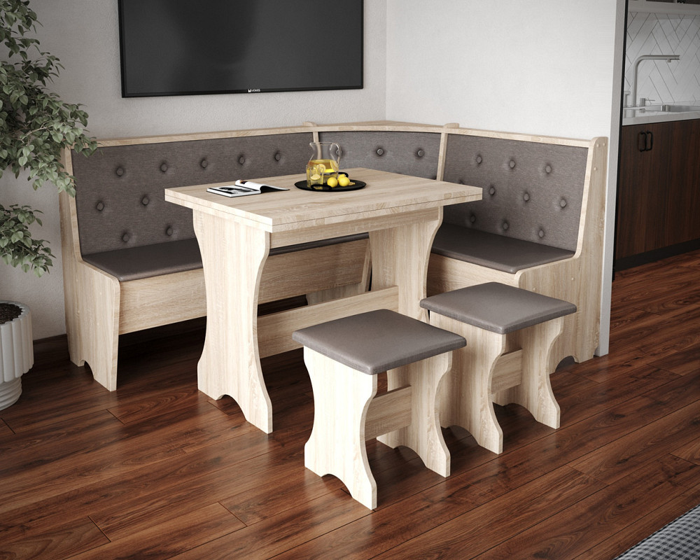 Табуретка с мягким сиденьем, табурет на кухню 35х35х44 см Ткань Дорандо (темный) / ДСП Дуб Сонома Львов - изображение 2