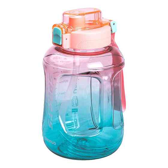 Пляшка для води спортивна 1.6 л пластикова з трубочкою з ремінцем 22 см Рожева HP-14-35P Київ