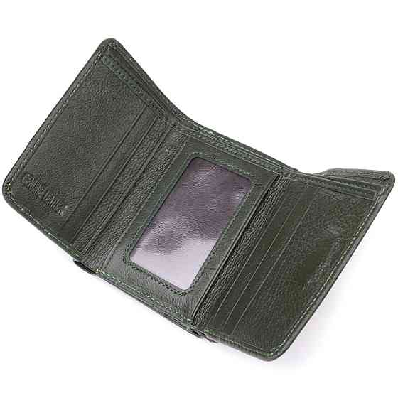 Маленький гаманець зручного формату із натуральної шкіри ST Leather 23076 Зелений Київ
