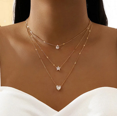 Ланцюжок кольє жіночий потрійний жіночий Київ - фото 1